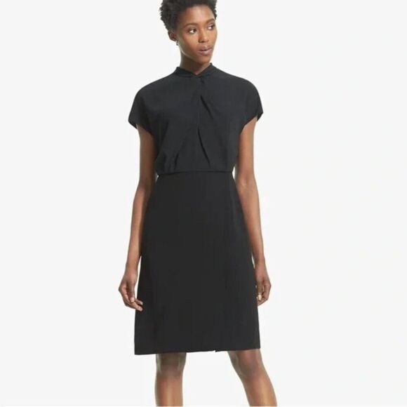 MM LaFleur Adelaide Twist Front Crepe Dress Black - Picture 1 of 16